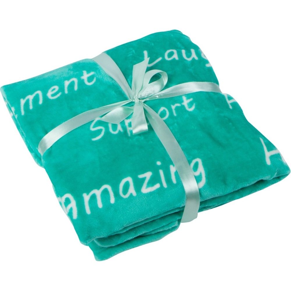 Fleece Throw Blanket - Healing Thoughts in Teal